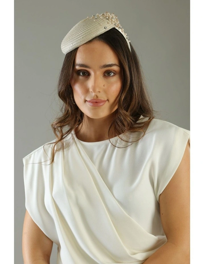 Zora Beret Fascinator in Beige image 2