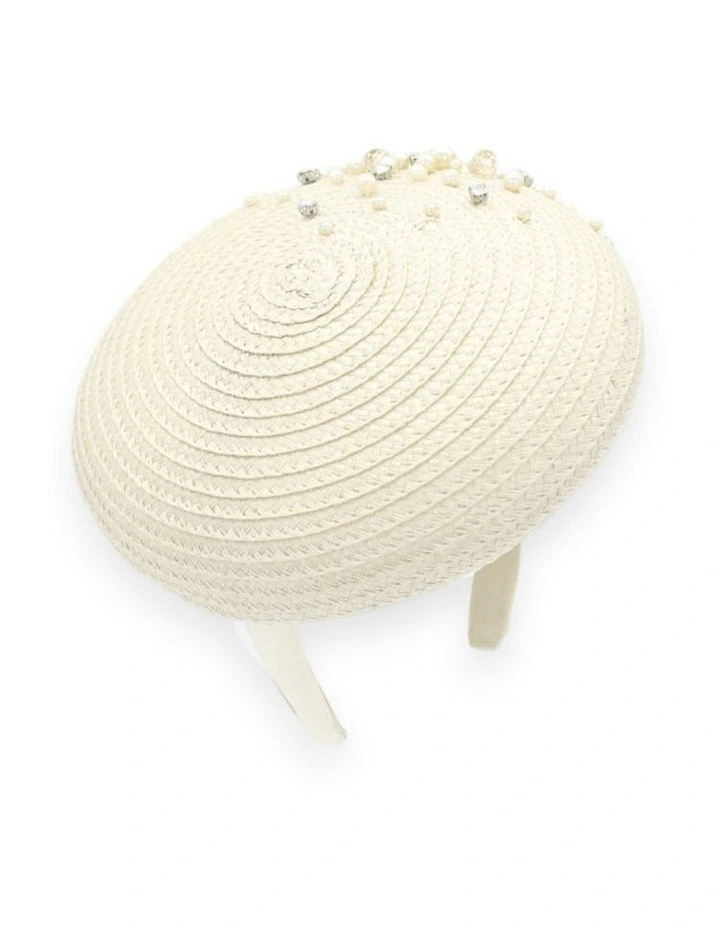 Zora Beret Fascinator in Beige image 3