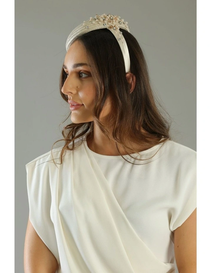 Zora Beret Fascinator in Beige image 4