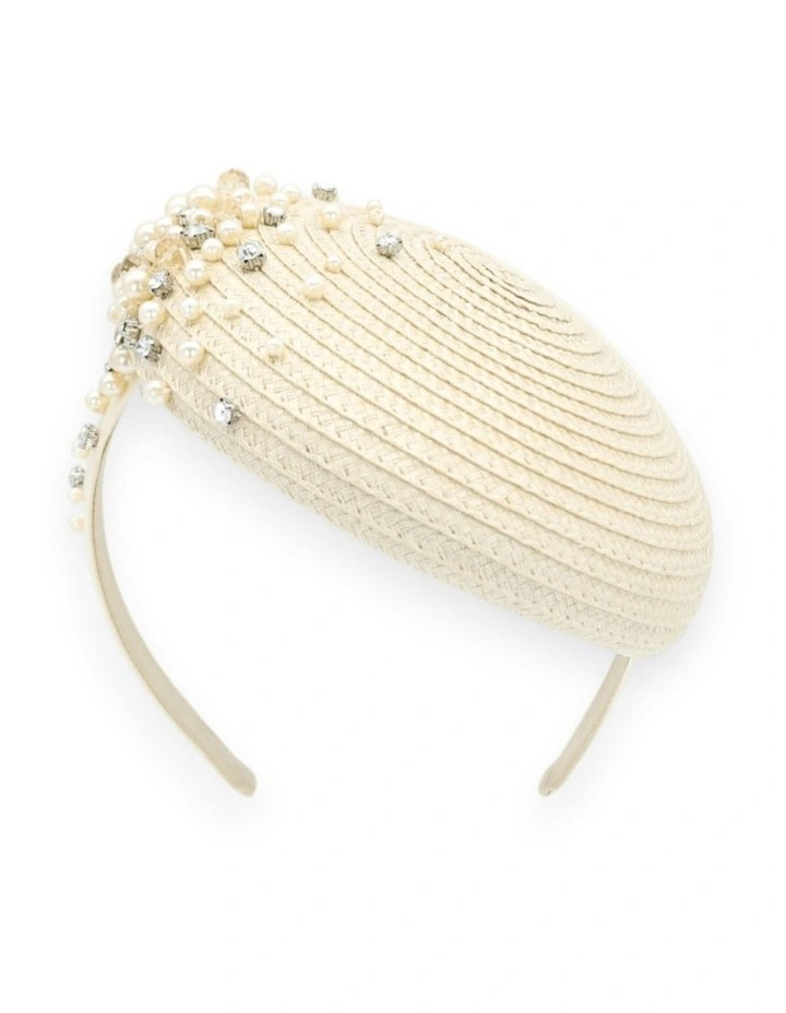 Zora Beret Fascinator in Beige image 5
