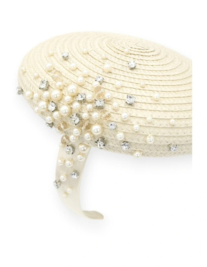 Zora Beret Fascinator in Beige image 6