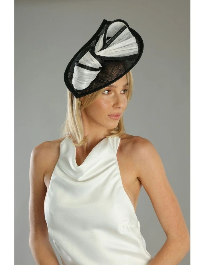 Xanthia Fascinator in Black and White image 1