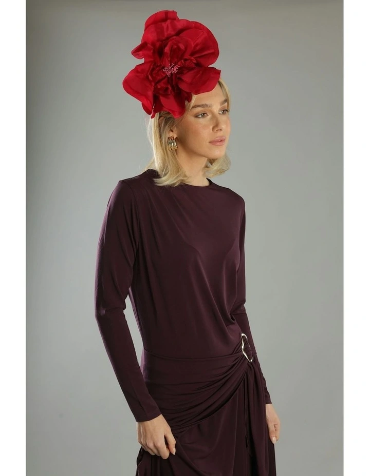 Cindy Fascinator in Burgundy Red image 2