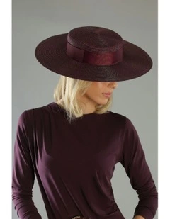 Macy Racewear Boater in Dark Cherry Red
