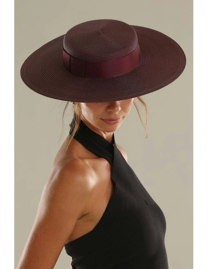 Macy Racewear Boater in Dark Cherry Red image 2