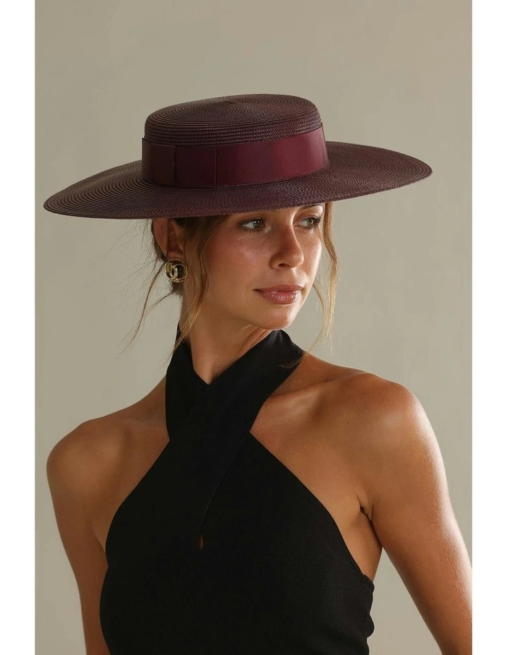 Macy Racewear Boater in Dark Cherry Red image 3