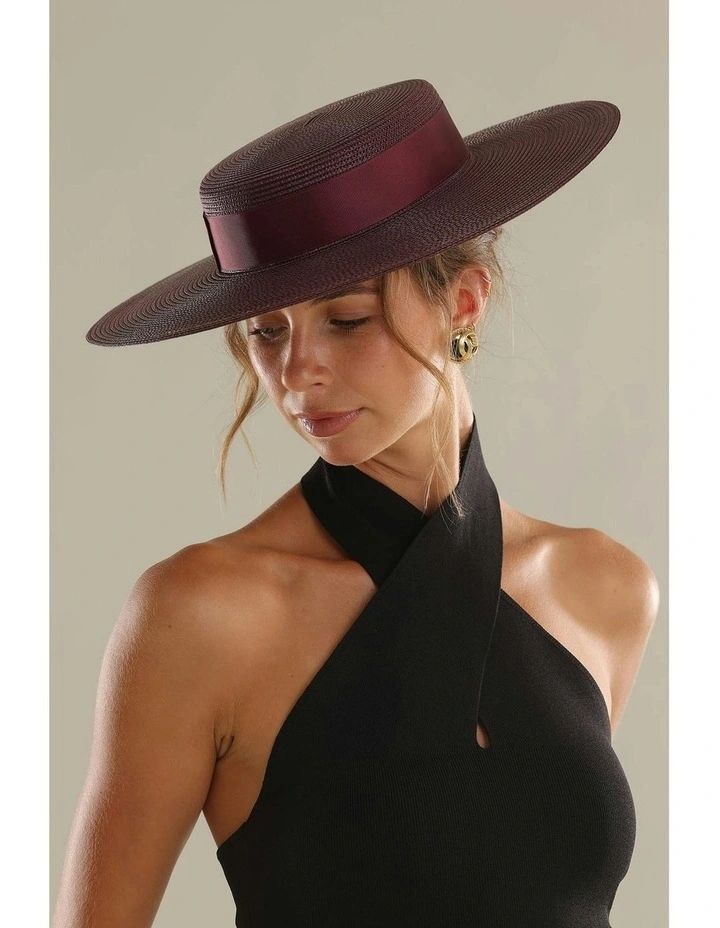 Macy Racewear Boater in Dark Cherry Red image 5