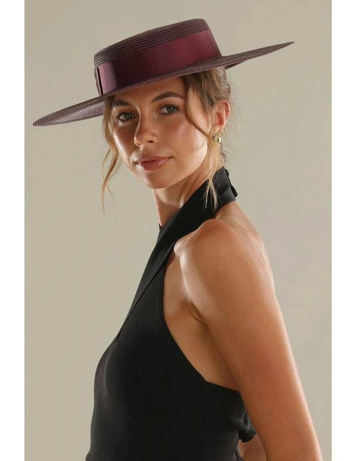 Macy Racewear Boater in Dark Cherry Red image 7