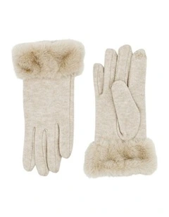 Tammy Faux Fur Gloves in Cream