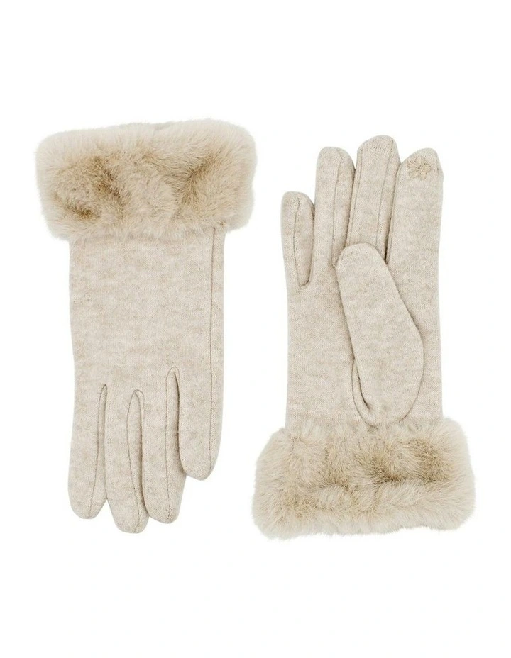 Tammy Faux Fur Gloves in Cream image 1