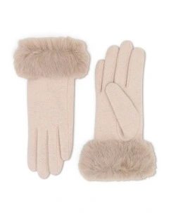 Tammy Faux Fur Gloves in Cream