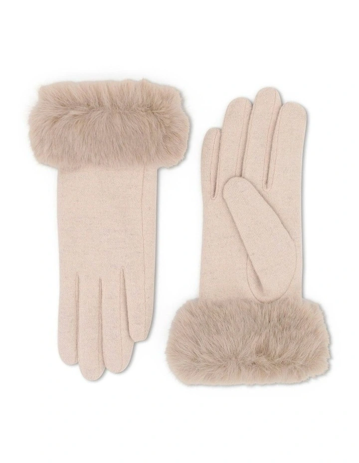 Tammy Faux Fur Gloves in Cream image 1