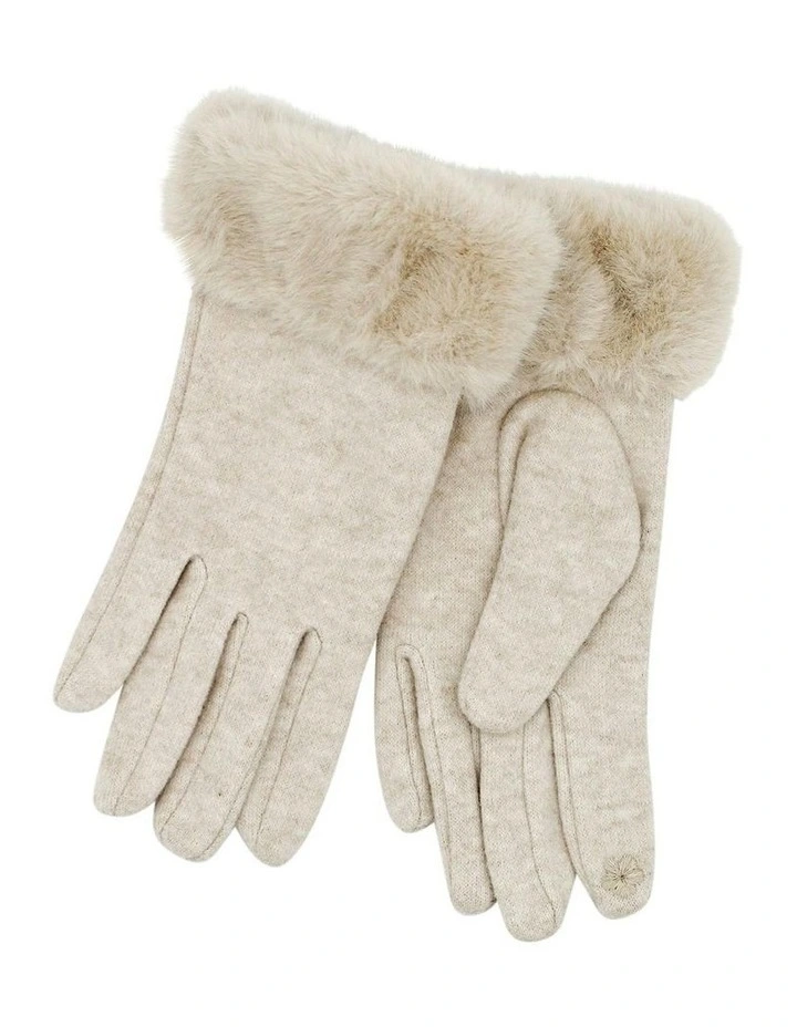 Tammy Faux Fur Gloves in Cream image 4