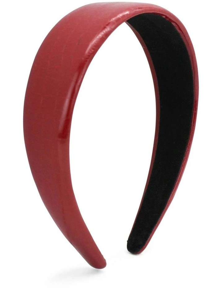 Melody Faux Leather Headband in Burgundy Red image 1