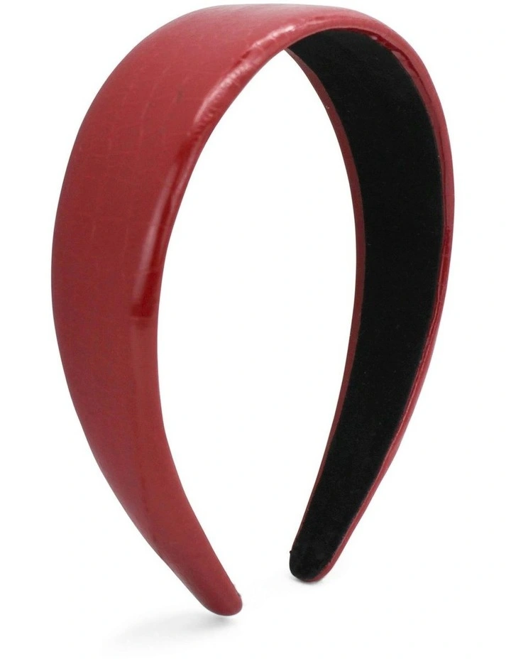 Melody Faux Leather Headband in Burgundy Red image 2