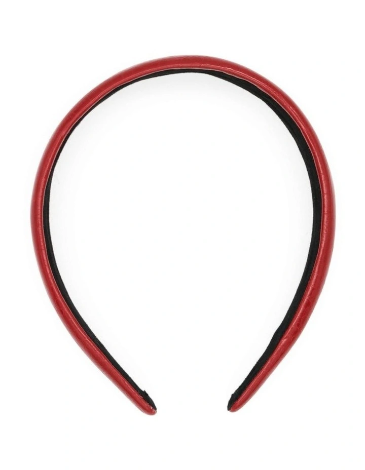Melody Faux Leather Headband in Burgundy Red image 4