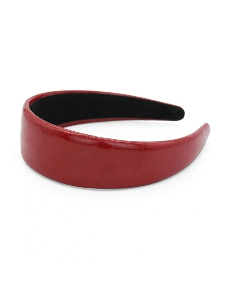 Melody Faux Leather Headband in Burgundy Red image 4