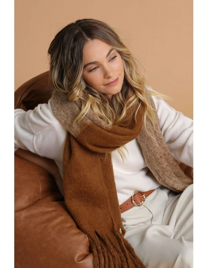 Cosette Chunky Two-Toned Scarf in Brown image 3