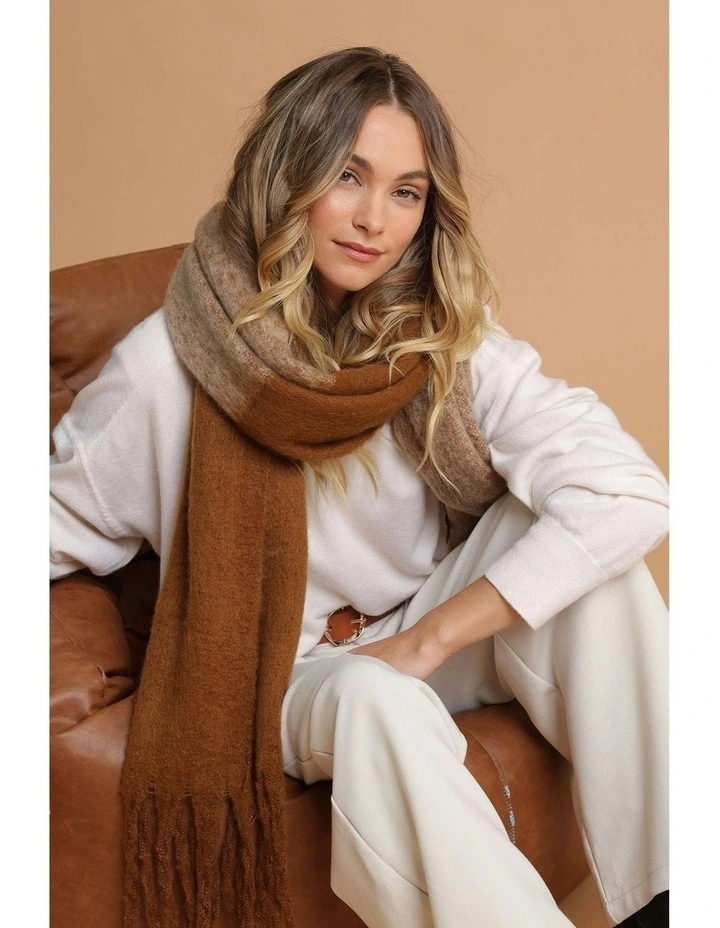 Cosette Chunky Two-Toned Scarf in Brown image 7