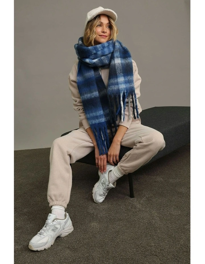 Jessica Woven Check Scarf in Blue image 1