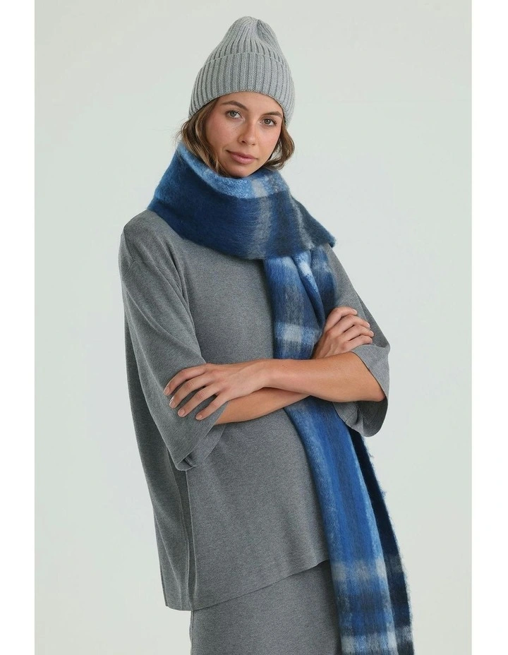 Jessica Woven Check Scarf in Blue image 2