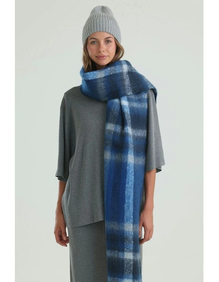 Jessica Woven Check Scarf in Blue image 5