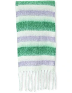 Jenna Chunky Striped Scarf in Green