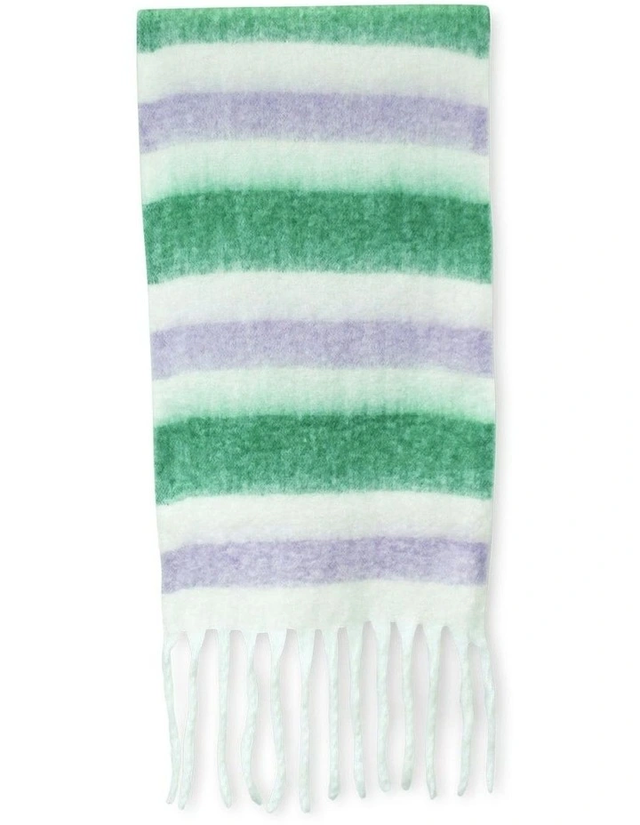Jenna Chunky Striped Scarf in Green image 1