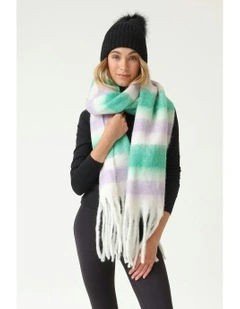 Jenna Chunky Striped Scarf in Green