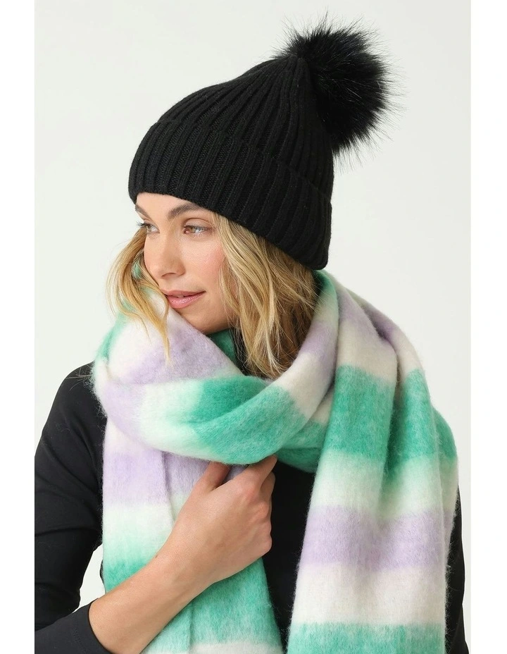 Jenna Chunky Striped Scarf in Green image 3