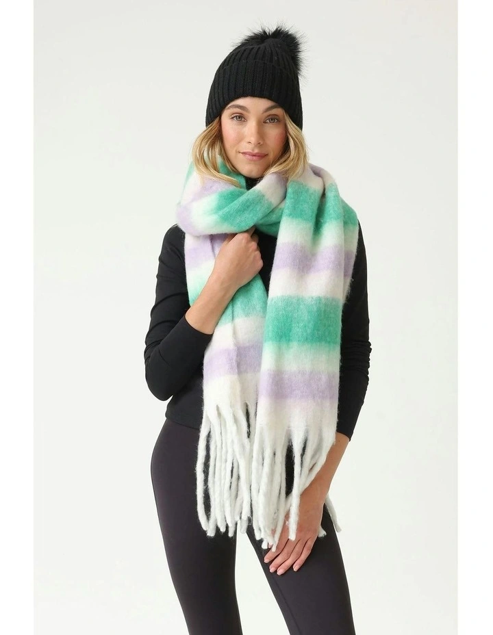Jenna Chunky Striped Scarf in Green image 7