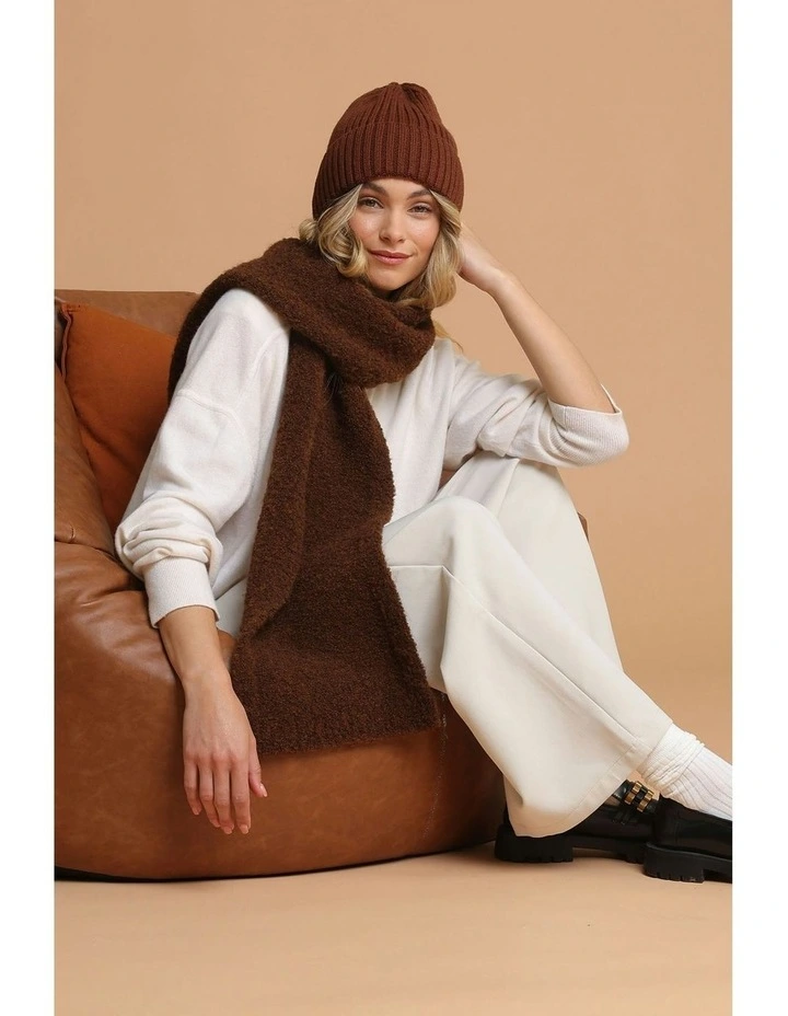 Mallory Boucle Knit Scarf in Brown image 1