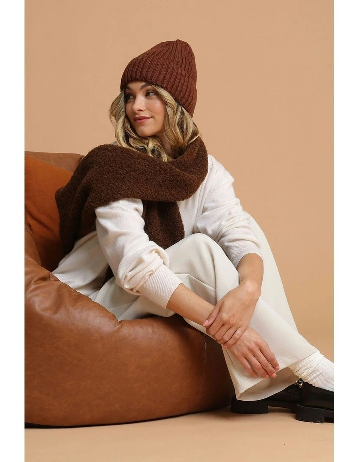 Mallory Boucle Knit Scarf in Brown image 4