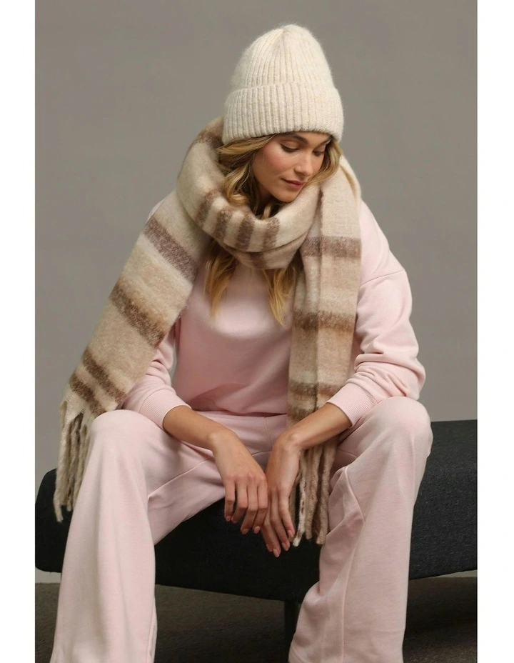 Marley Rib Knit Beanie in Cream image 1