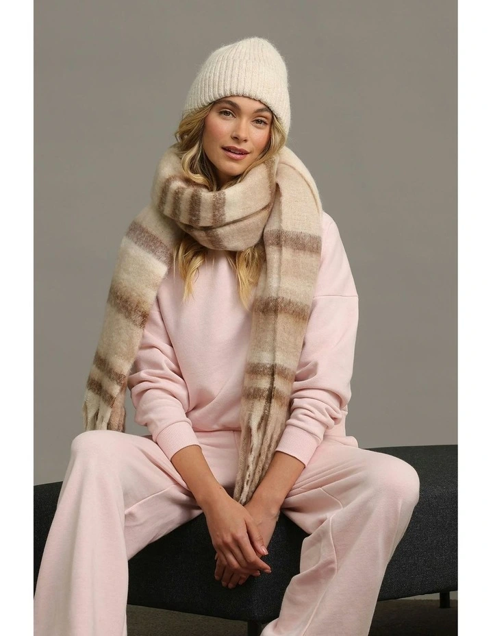 Marley Rib Knit Beanie in Cream image 2
