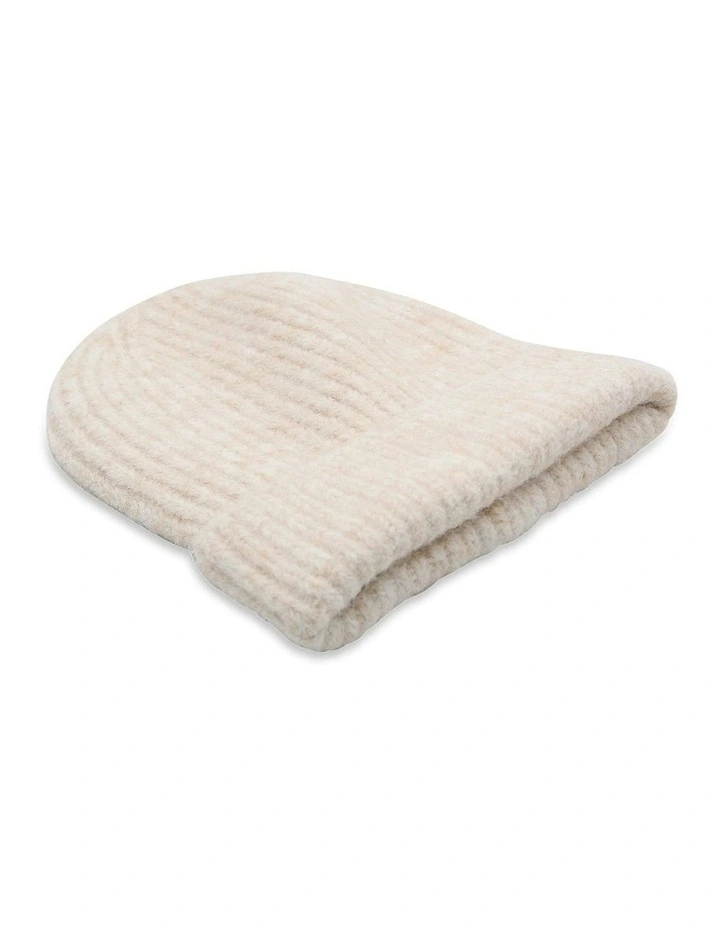 Marley Rib Knit Beanie in Cream image 3