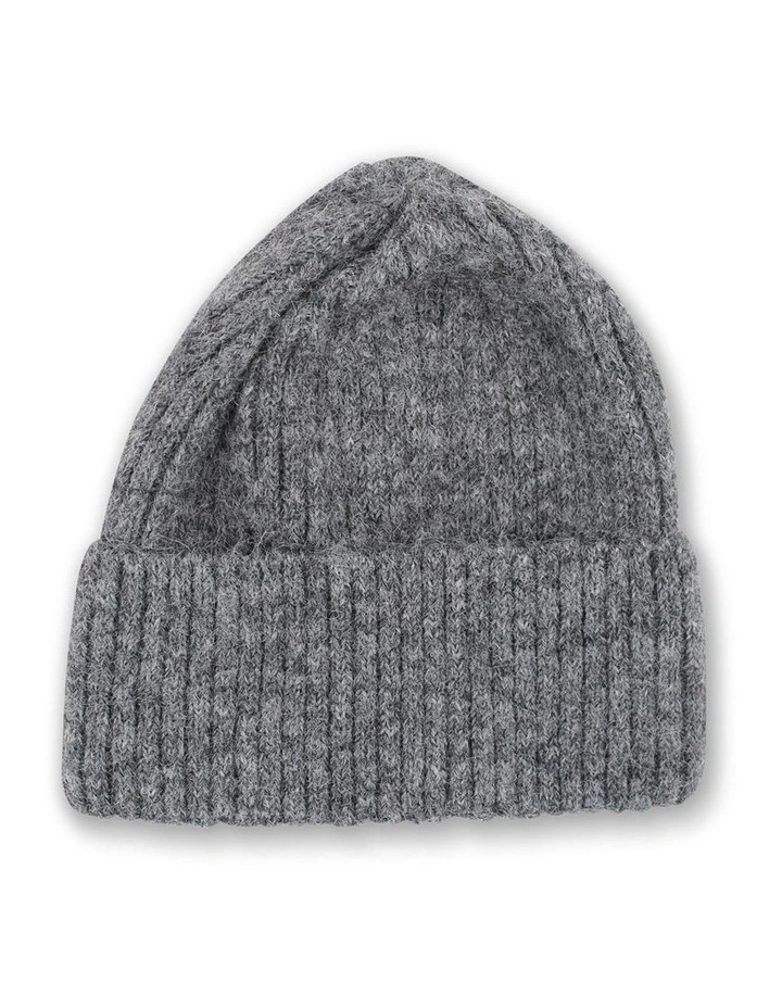 Marley Rib Knit Beanie in Grey image 2