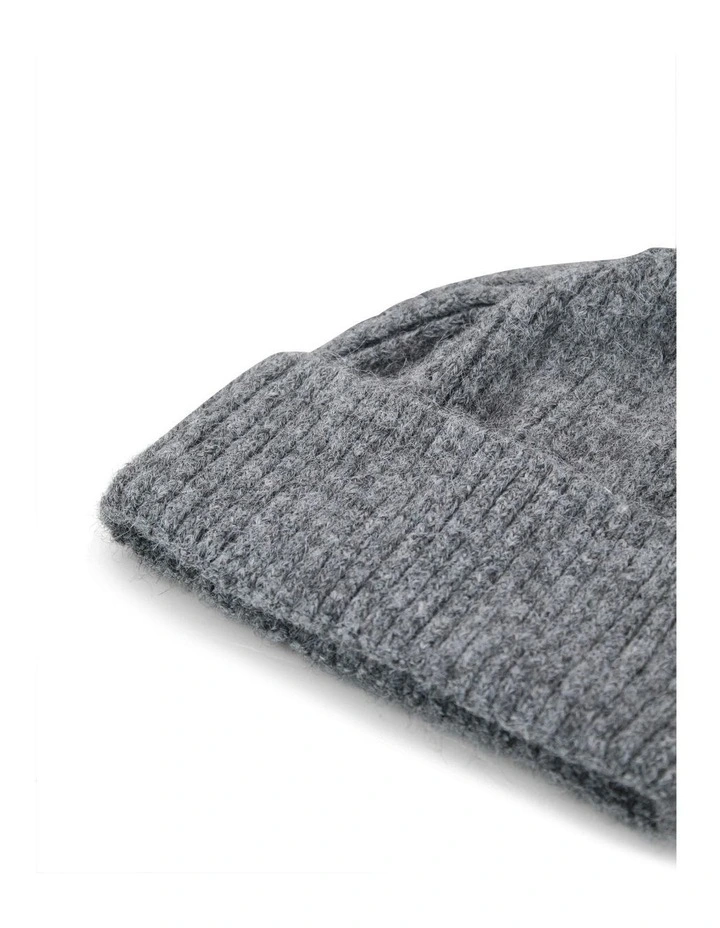 Marley Rib Knit Beanie in Grey image 3