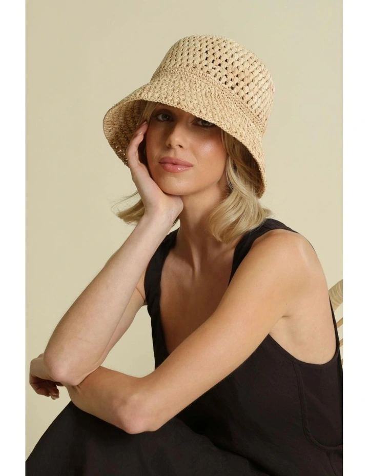 Coralia Crochet Bucket Hat in Natural image 2