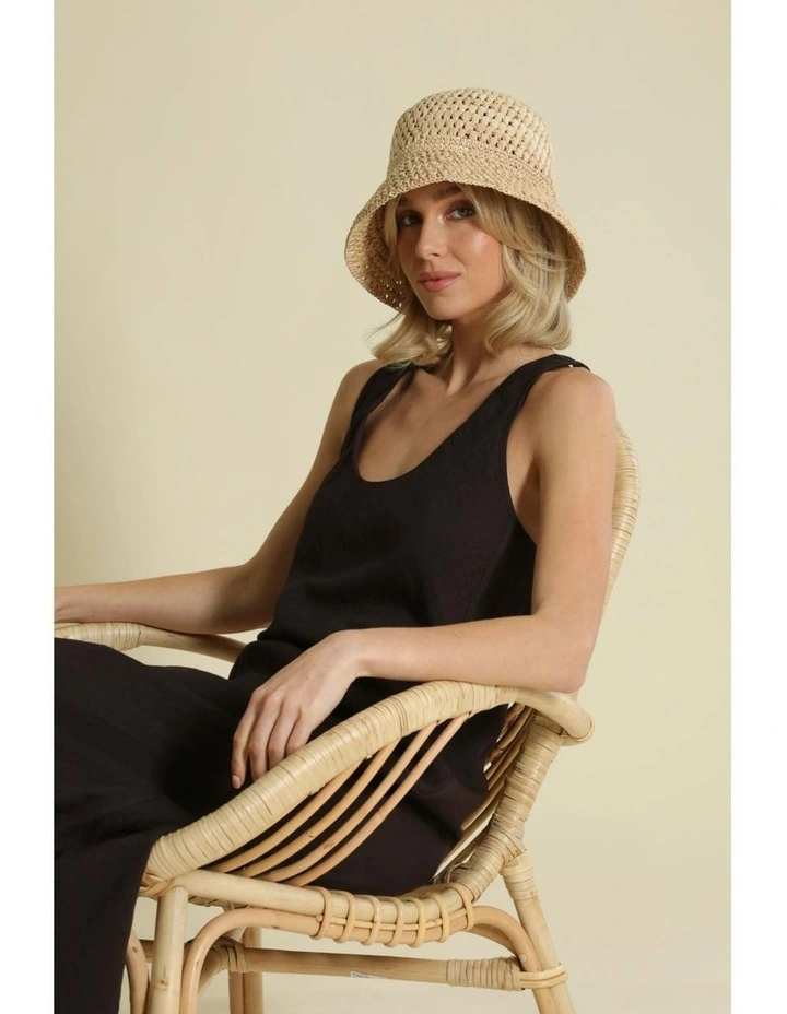 Coralia Crochet Bucket Hat in Natural image 3