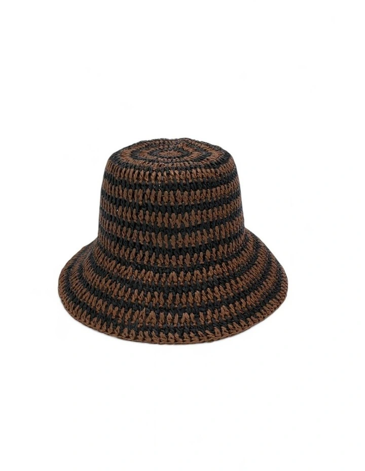 Delphine Crochet Bucket Hat in Brown image 1