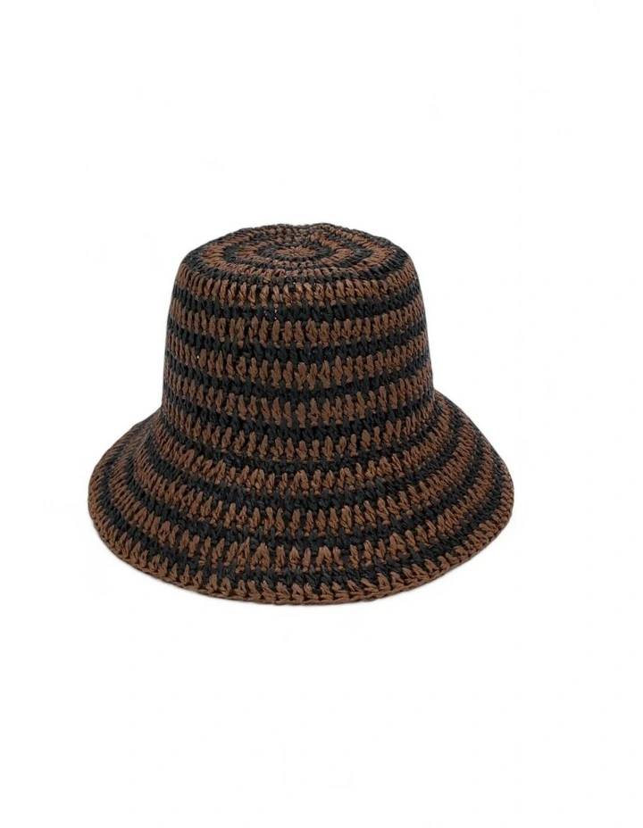 Delphine Crochet Bucket Hat in Brown image 3