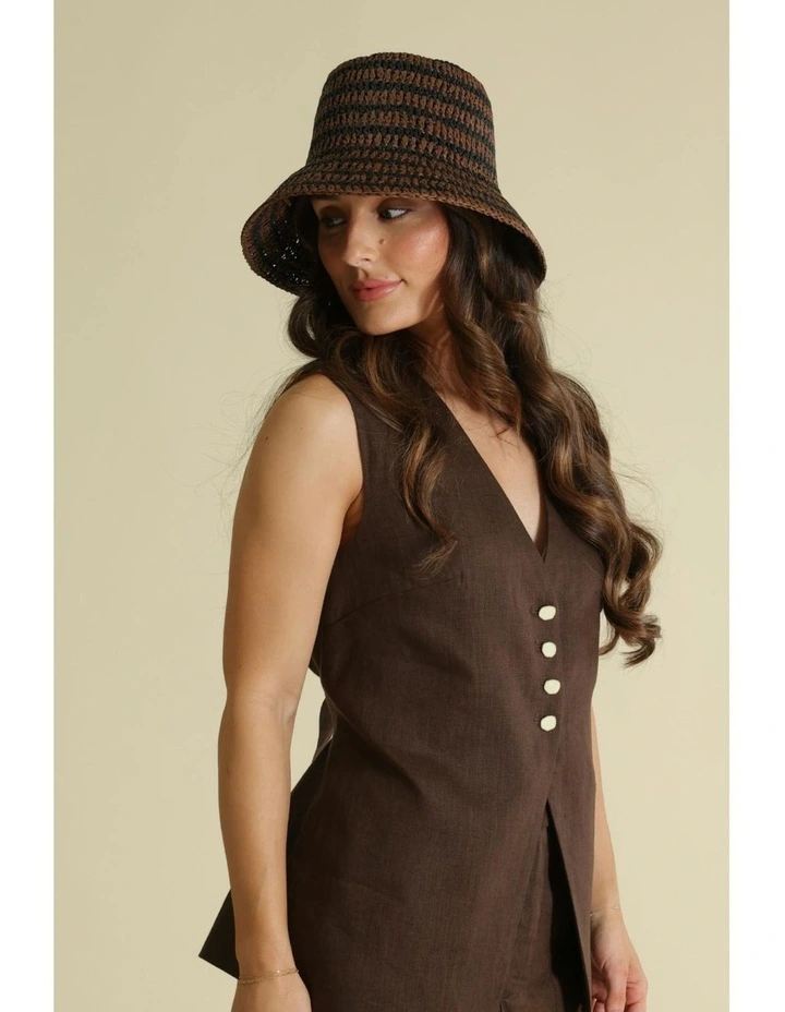 Delphine Crochet Bucket Hat in Brown image 4