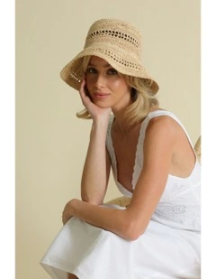 Naia Crochet Bucket Hat in Natural