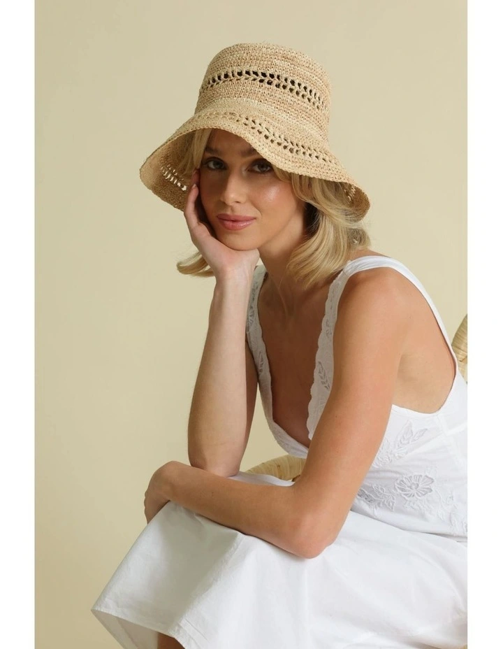 Naia Crochet Bucket Hat in Natural image 2