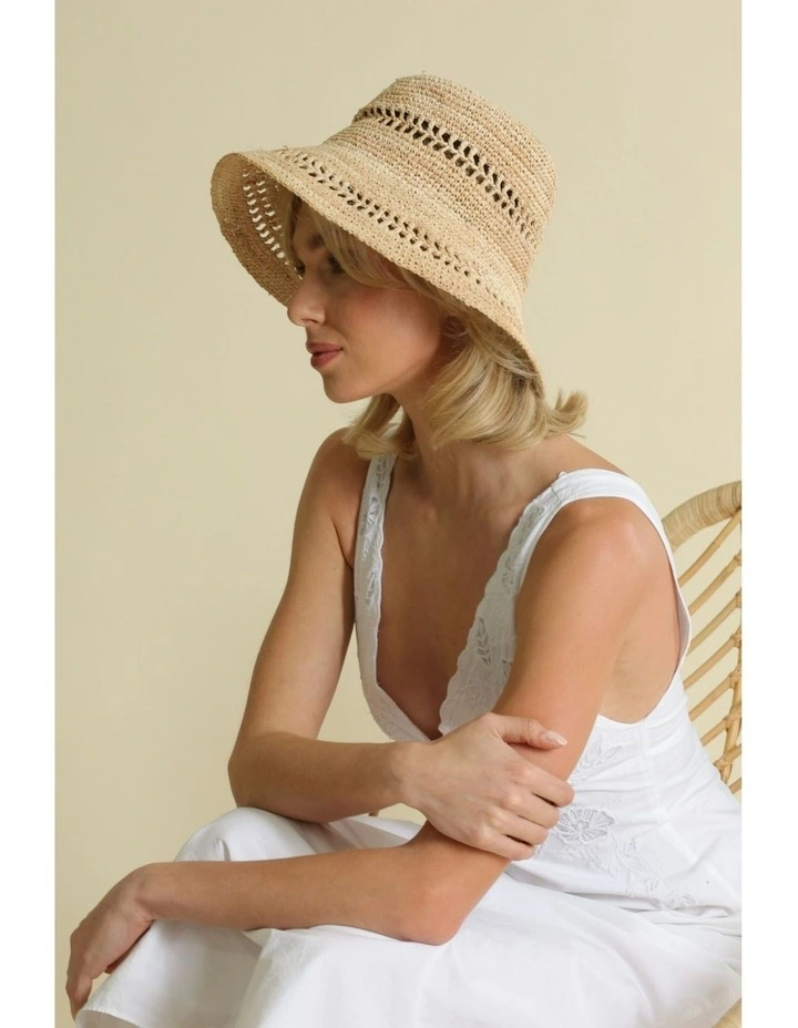 Naia Crochet Bucket Hat in Natural image 2