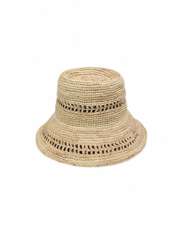 Naia Crochet Bucket Hat in Natural image 3