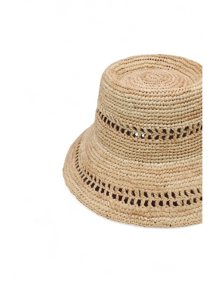 Naia Crochet Bucket Hat in Natural image 4