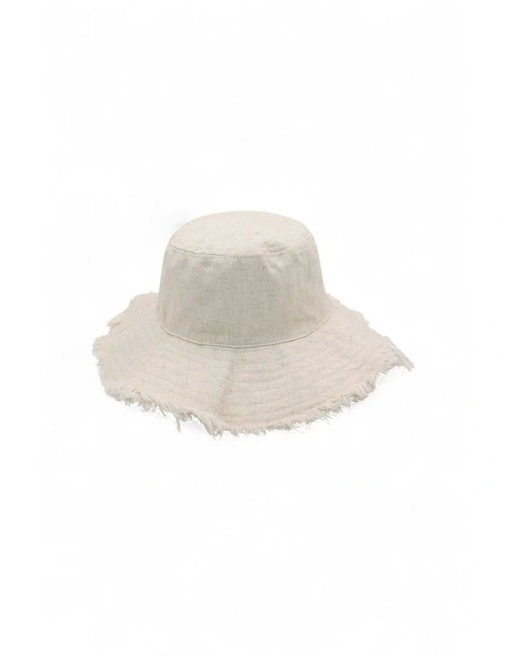 Cleo Linen-Blend Bucket Hat in Beige image 3