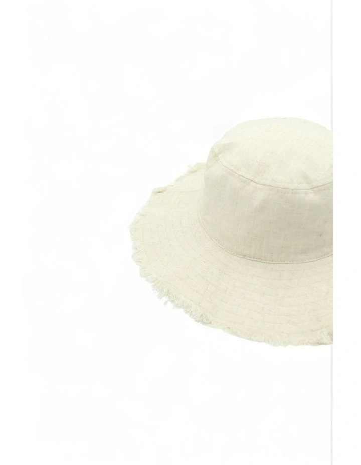 Cleo Linen-Blend Bucket Hat in Beige image 5